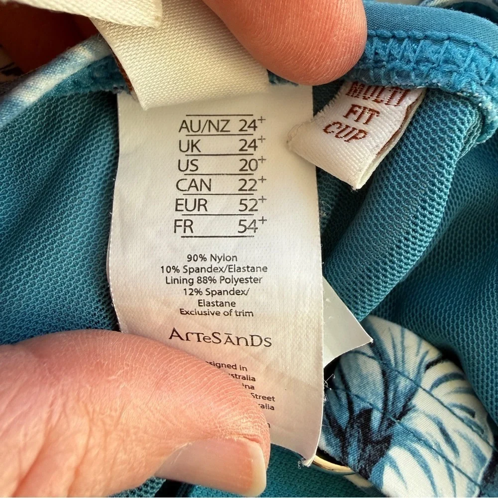 Artesands One Piece Swimsuit Blue Teal Floral Women’s Size 20